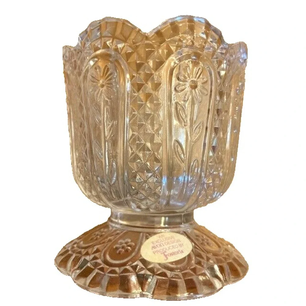 Vtg Avon & Fostoria Glass Candle‎ Holder Perfumed Glass NIB No candle 4